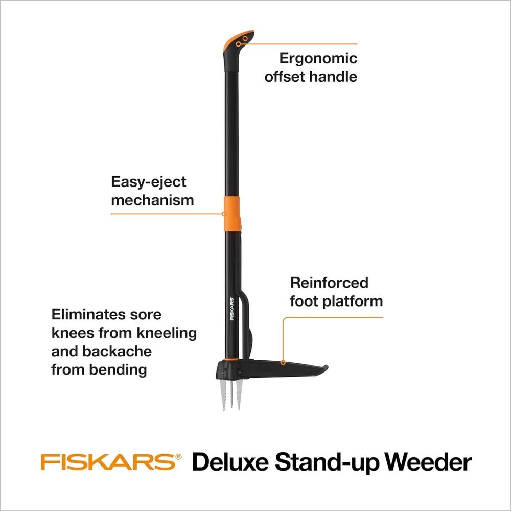Fiskars 4-Claw Stand Up Weeder Gardening Hand Weeding Tool with 39" Long Easy - Picture 12 of 13